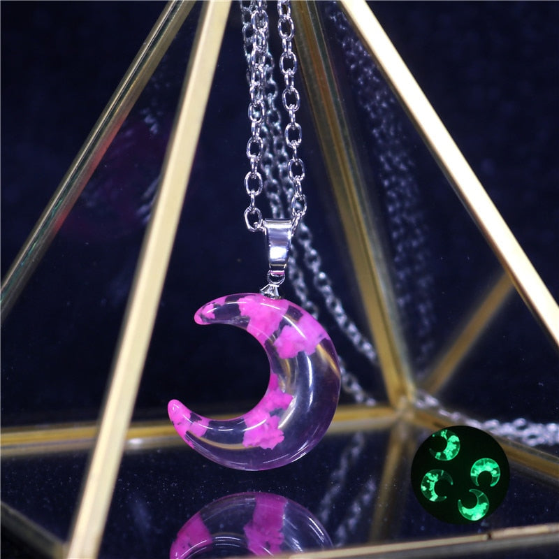 Peris Gems Dark Pink Moon Transparent Resin Round Ball Pendant Necklace - Blue Sky White Cloud Chain Necklace SHEIN Amazon Temu