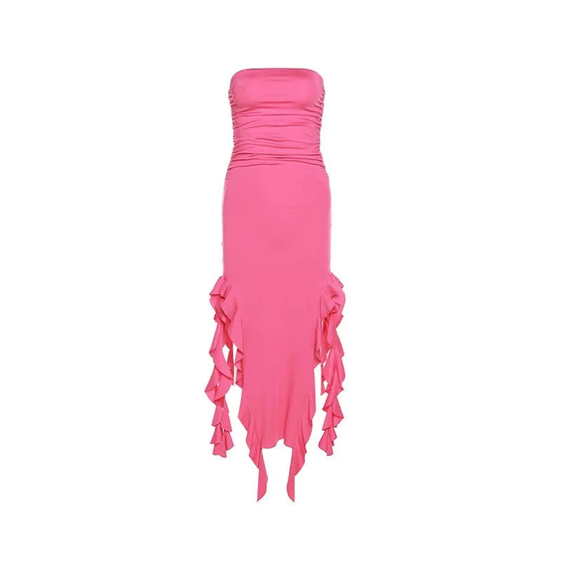 Peris Gems Dark pink / S COUTUDI Elegant Strapless Dress For Women Summer Trend Irregular Tassel Skinny Split Long Dress Party Clubwear 2024 Women Outfit COUTUDI Elegant Strapless Dress For Women Summer Trend Irregular Tassel Skinny Split Long Dress Party Clubwear 2024 Women Outfit SHEIN Amazon Temu