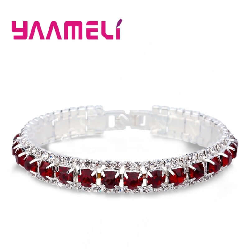 Peris Gems Dark red Austrian Opal Chain-Link Bracelets for Women | Sterling Silver Austrian Opal Chain-Link Bracelets for Women | SHEIN Amazon Temu