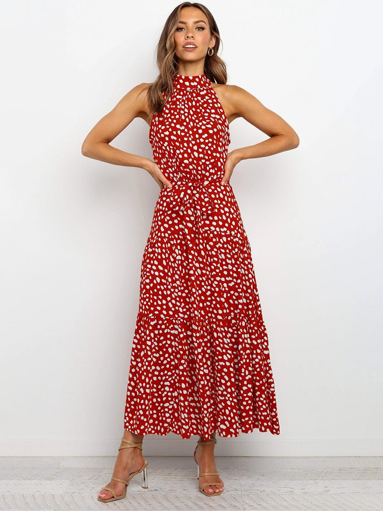 Peris Gems Dark Red / S Long Strapless Polka Dot Casual Dresses - Cute Summer Sundresses SHEIN Amazon Temu