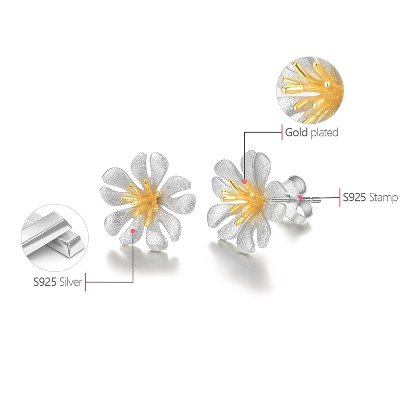 Peris Gems Delicate 925 Silver Wildflower Stud Earrings for Women SHEIN Amazon Temu