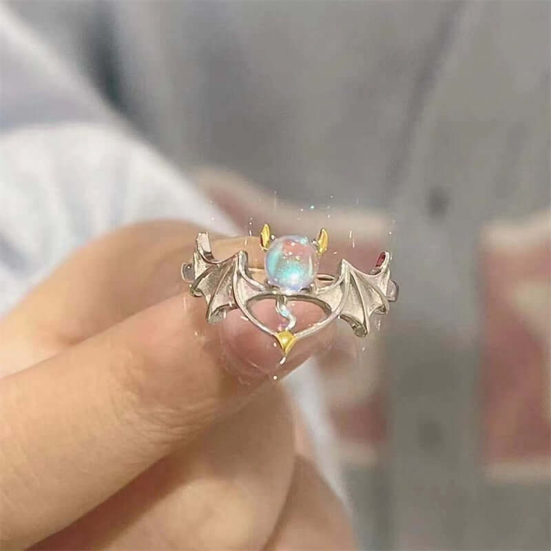 Peris Gems Devil Horns Opal 2pc Moonstone Angel and Demon Adjustable Rings for Women SHEIN Amazon Temu