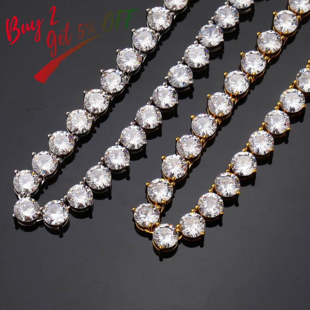 Peris Gems Diamond 3 Prong Tennis Chain Necklace Unisex | Round Diamond Necklace Diamond 3 Prong Tennis Chain Necklace Unisex Round Necklace SHEIN Amazon Temu