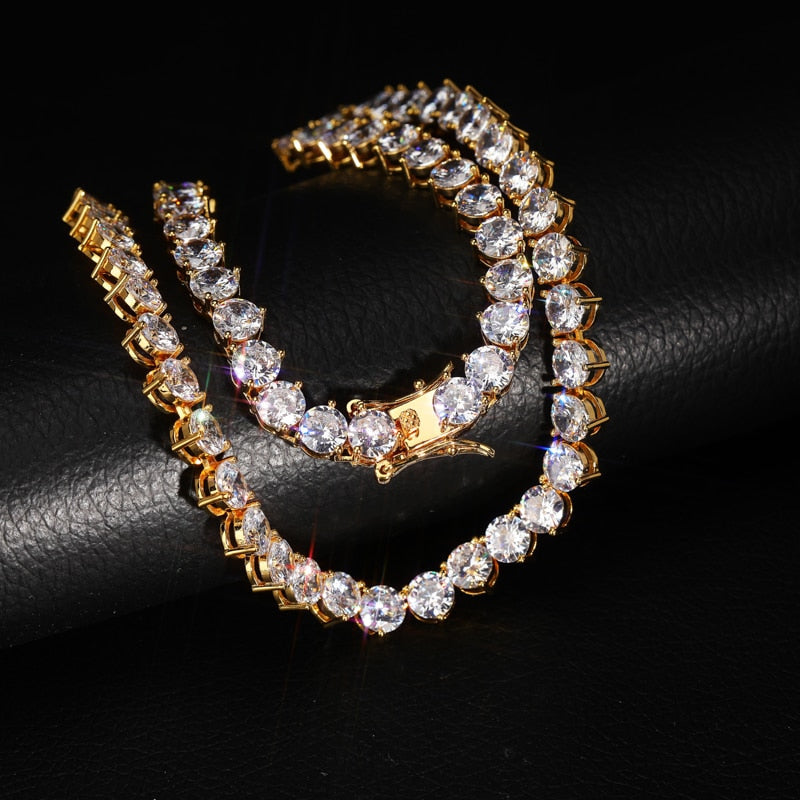 Peris Gems Diamond 3 Prong Tennis Chain Necklace Unisex | Round Diamond Necklace Diamond 3 Prong Tennis Chain Necklace Unisex Round Necklace SHEIN Amazon Temu