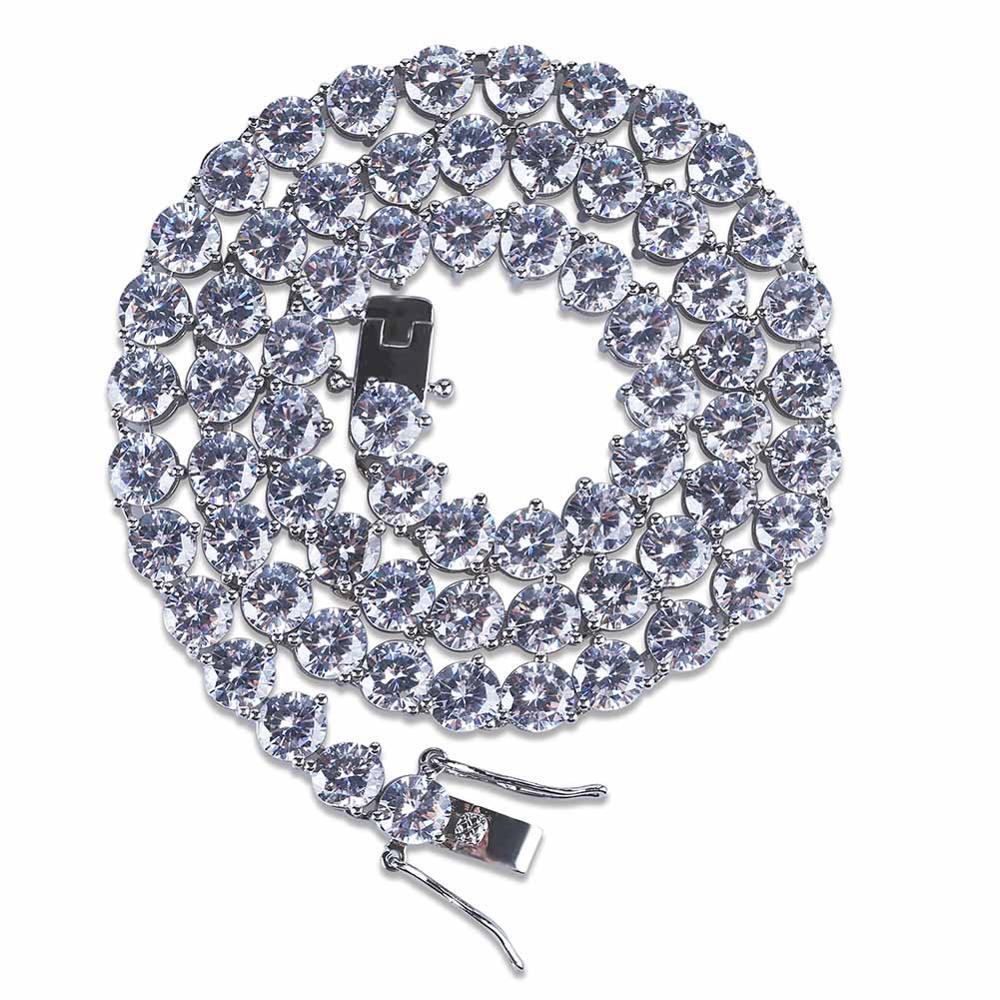 Peris Gems Diamond 3 Prong Tennis Chain Necklace Unisex | Round Diamond Necklace Diamond 3 Prong Tennis Chain Necklace Unisex Round Necklace SHEIN Amazon Temu