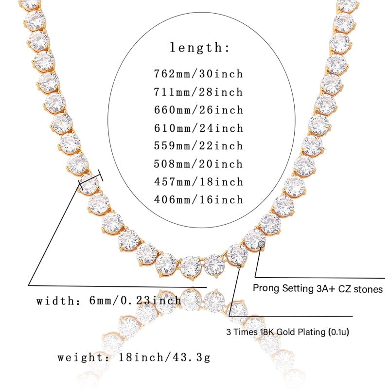 Peris Gems Diamond 3 Prong Tennis Chain Necklace Unisex | Round Diamond Necklace Diamond 3 Prong Tennis Chain Necklace Unisex Round Necklace SHEIN Amazon Temu
