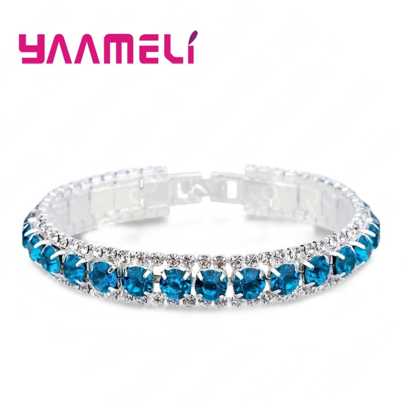 Peris Gems Diamond blue Austrian Opal Chain-Link Bracelets for Women | Sterling Silver Austrian Opal Chain-Link Bracelets for Women | SHEIN Amazon Temu