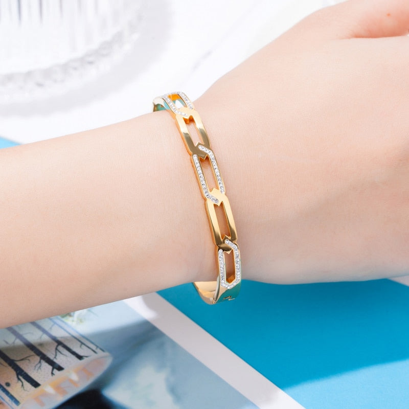 Peris Gems Diamond Chain Shaped Bangle Bracelets for Women SHEIN Amazon Temu