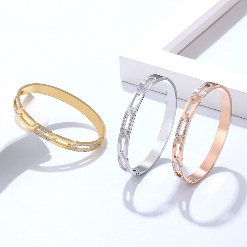 Peris Gems Diamond Chain Shaped Bangle Bracelets for Women SHEIN Amazon Temu