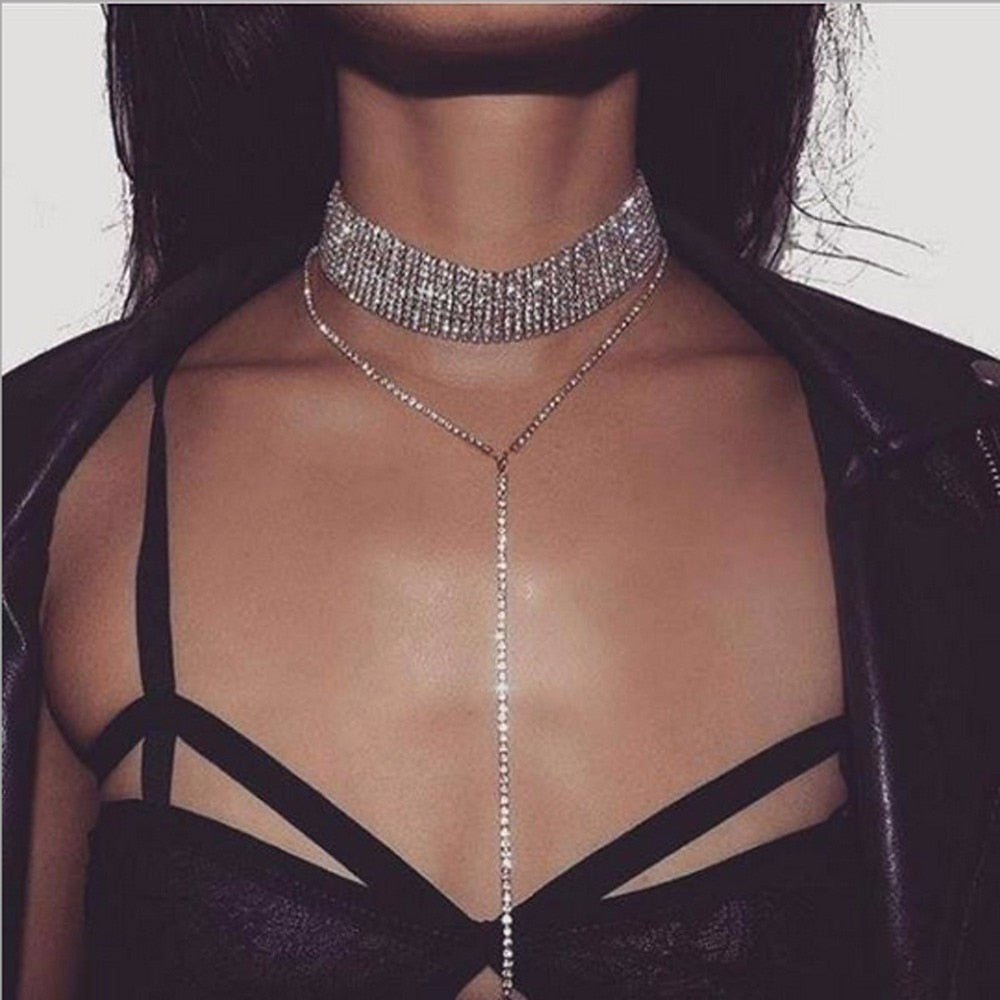 Peris Gems Diamond Choker Necklace for Women | Silver Tassel Necklace SHEIN Amazon Temu