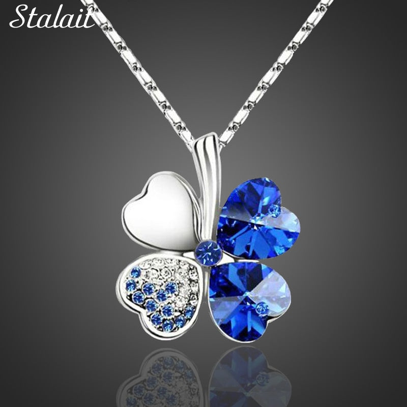 Peris Gems Diamond Clover Pendant Necklace Unisex | Silver Necklace SHEIN Amazon Temu