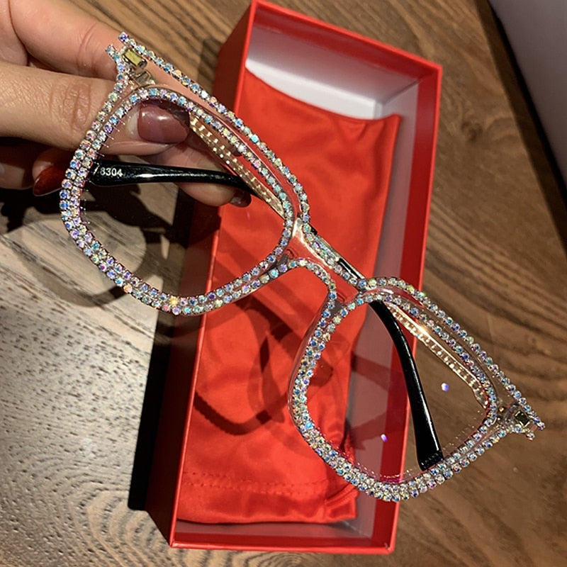 Peris Gems Diamond Embezzled Clear Lens Optical Glasses Unisex SHEIN Amazon Temu