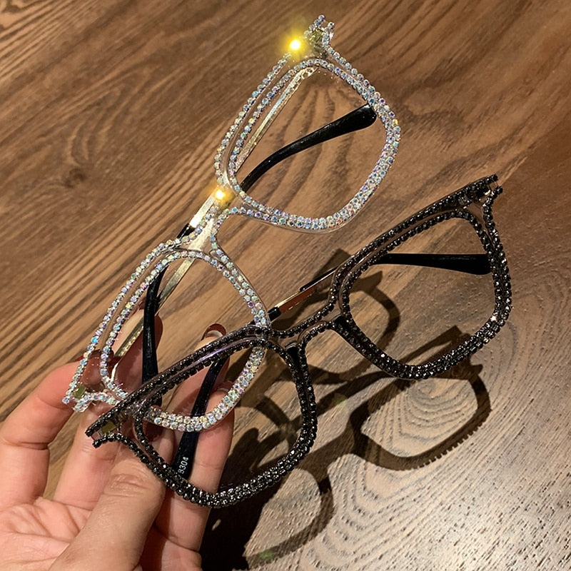 Peris Gems Diamond Embezzled Clear Lens Optical Glasses Unisex SHEIN Amazon Temu