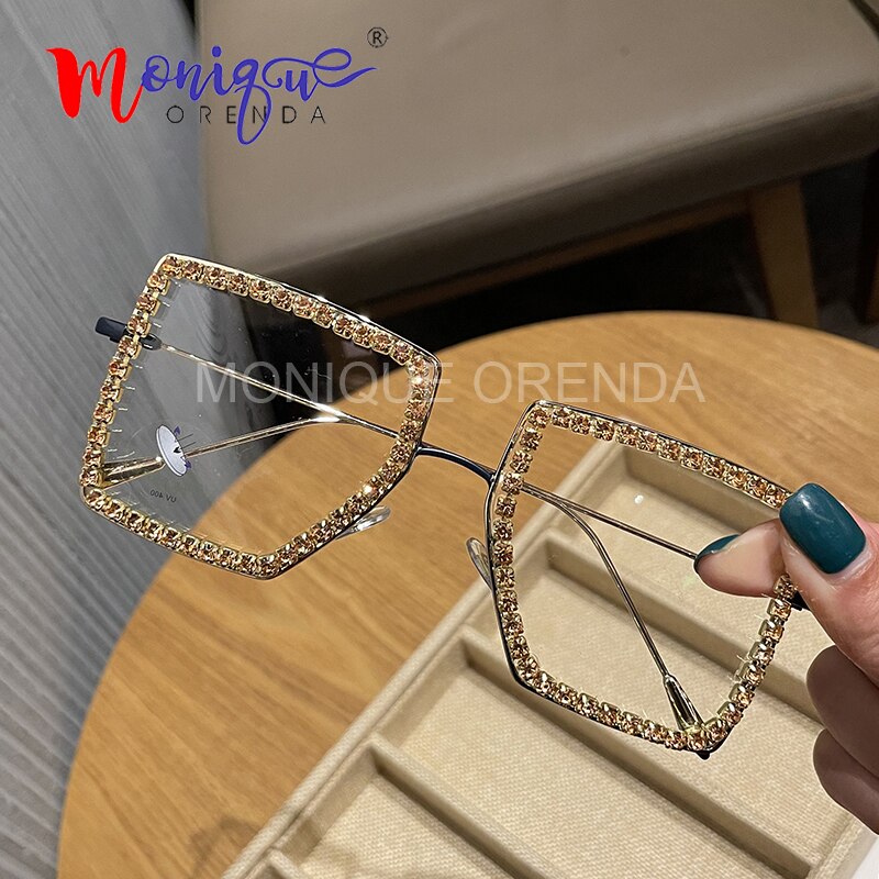 Peris Gems Diamond Embezzled Clear Lens Optical Glasses Unisex SHEIN Amazon Temu