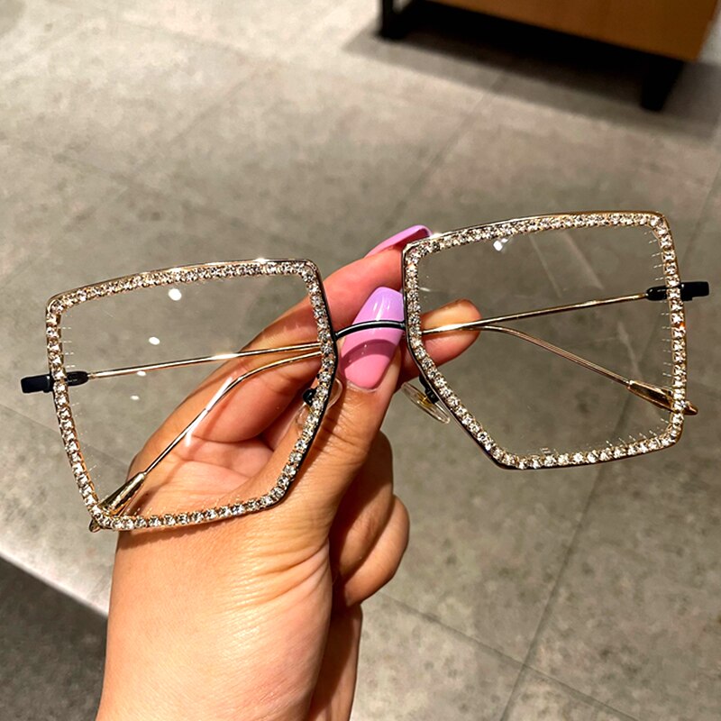 Peris Gems Diamond Embezzled Clear Lens Optical Glasses Unisex SHEIN Amazon Temu
