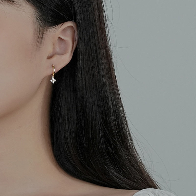 Peris Gems Diamond Flower Hoop Earrings for Women | Sterling Silver Earrings for Women Diamond Dainty Silver Flower Hoop Earrings for Women SHEIN Amazon Temu