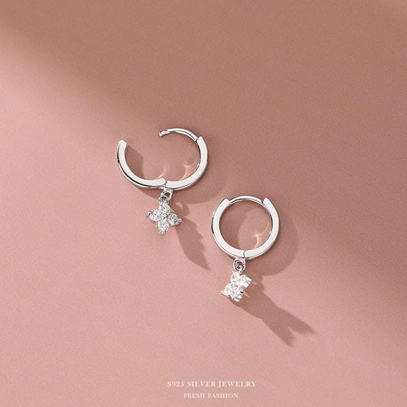 Peris Gems Diamond Flower Hoop Earrings for Women | Sterling Silver Earrings for Women Diamond Dainty Silver Flower Hoop Earrings for Women SHEIN Amazon Temu