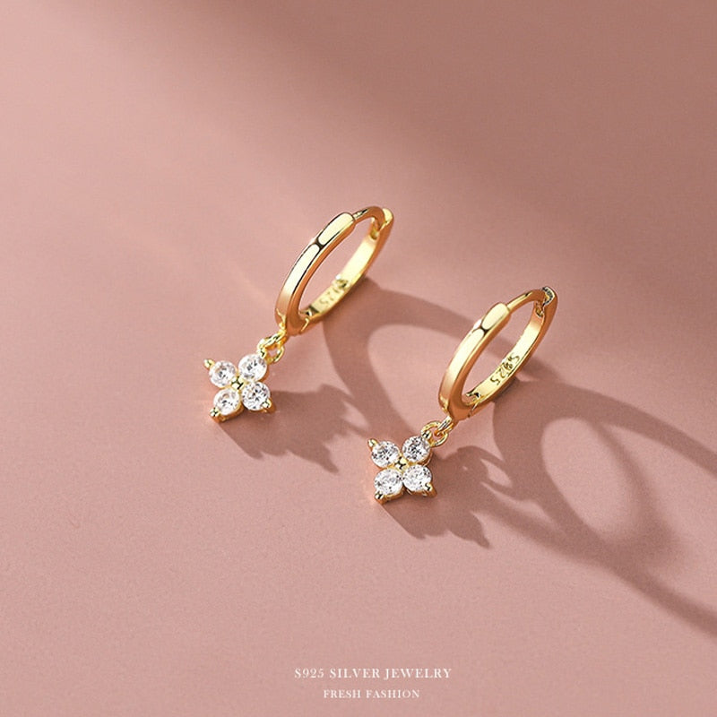 Peris Gems Diamond Flower Hoop Earrings for Women | Sterling Silver Earrings for Women Diamond Dainty Silver Flower Hoop Earrings for Women SHEIN Amazon Temu