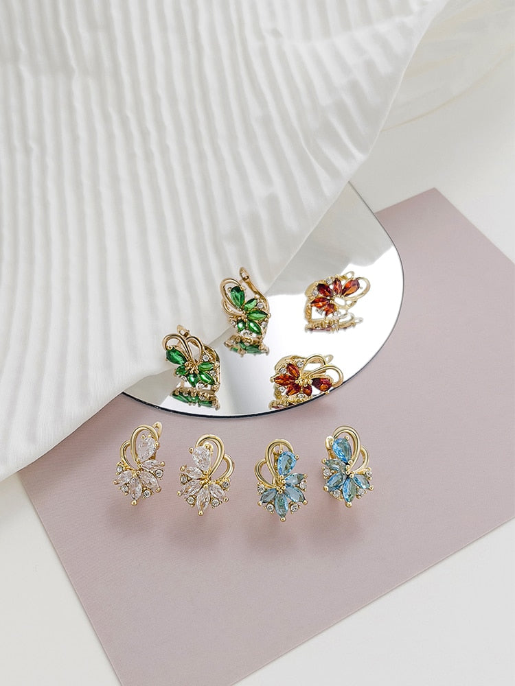 Peris Gems Diamond Flower Stud Earrings for Women | Gold Diamond Stud Earrings SHEIN Amazon Temu