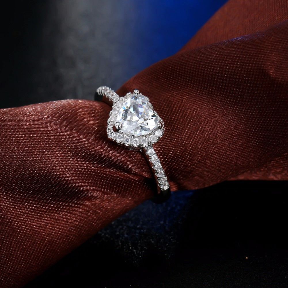 Peris Gems Diamond Heart Shaped Wedding Ring for Women | Silver Love Engagement Style Ring SHEIN Amazon Temu