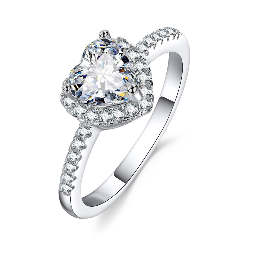 Peris Gems Diamond Heart Shaped Wedding Ring for Women | Silver Love Engagement Style Ring SHEIN Amazon Temu