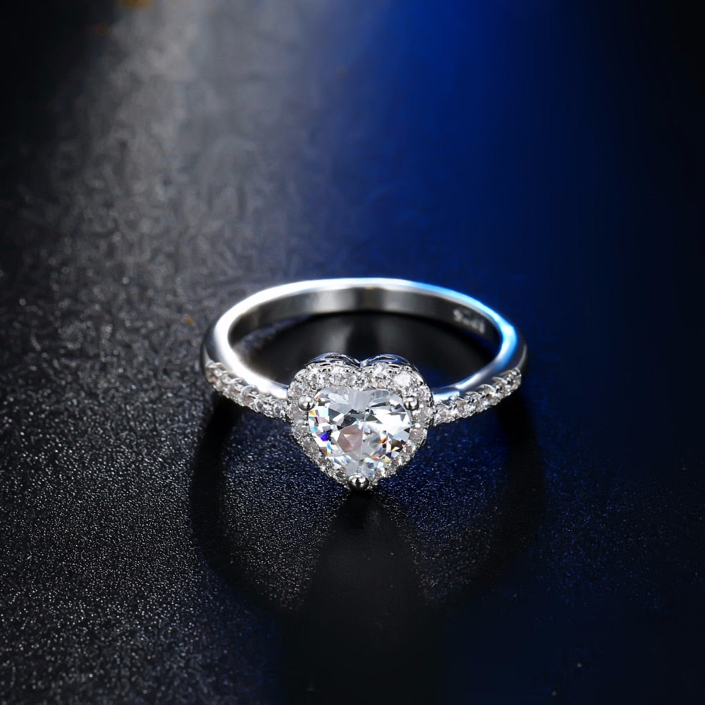 Peris Gems Diamond Heart Shaped Wedding Ring for Women | Silver Love Engagement Style Ring SHEIN Amazon Temu