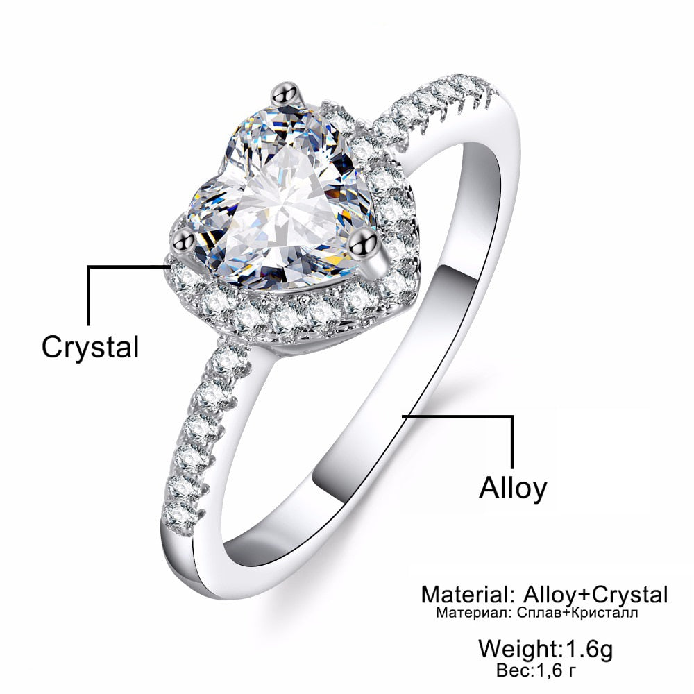Peris Gems Diamond Heart Shaped Wedding Ring for Women | Silver Love Engagement Style Ring SHEIN Amazon Temu