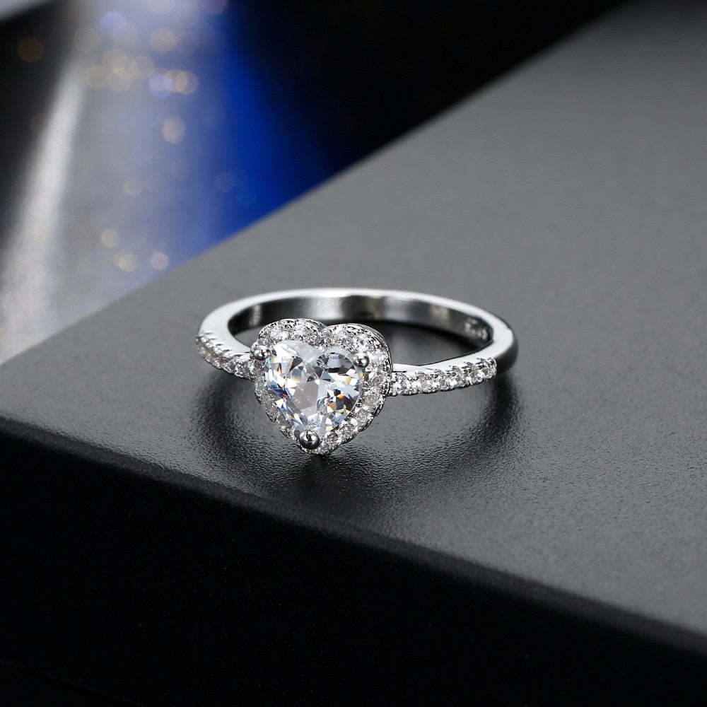 Peris Gems Diamond Heart Shaped Wedding Ring for Women | Silver Love Engagement Style Ring SHEIN Amazon Temu