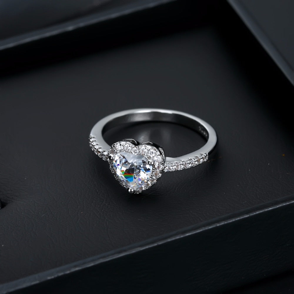 Peris Gems Diamond Heart Shaped Wedding Ring for Women | Silver Love Engagement Style Ring SHEIN Amazon Temu