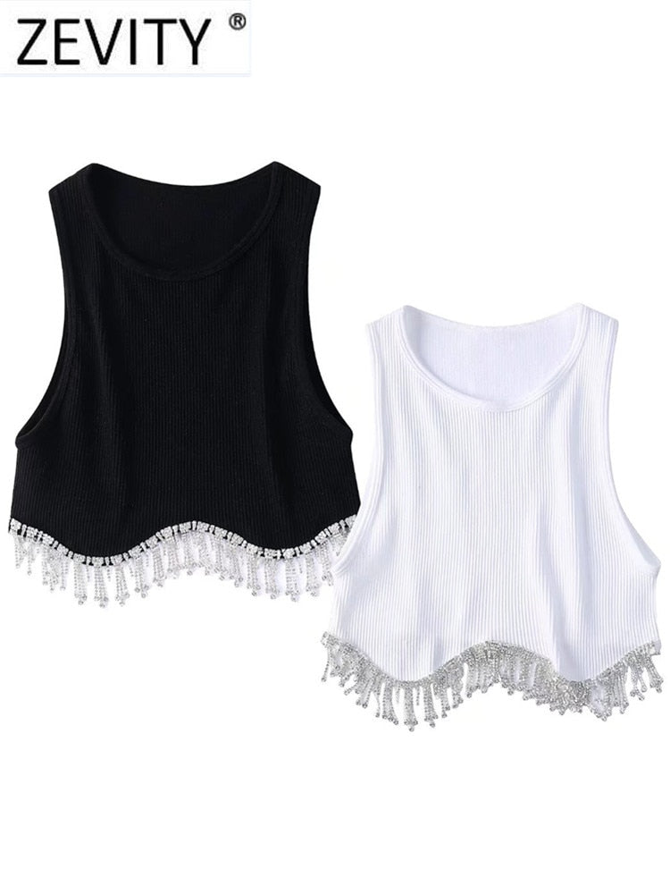 Peris Gems Diamond Tassel Crop-Top Shirt | Slim Luxurious Shirt for Women SHEIN Amazon Temu