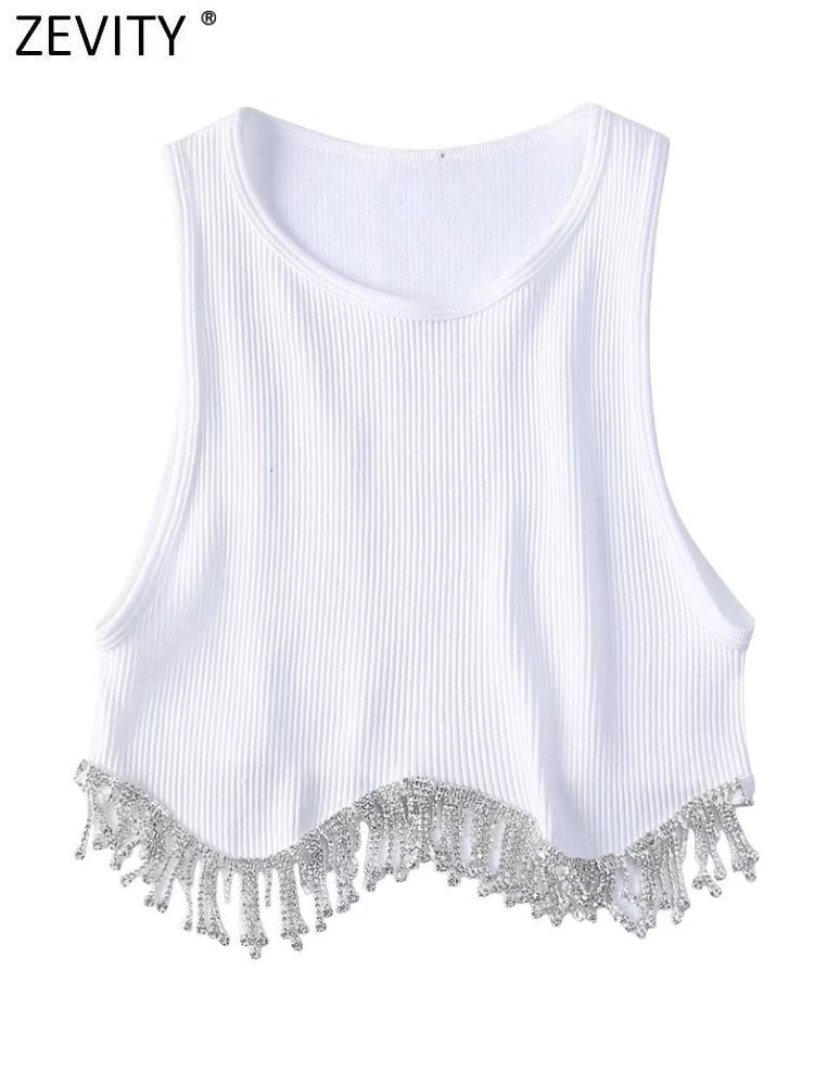 Peris Gems Diamond Tassel Crop-Top Shirt | Slim Luxurious Shirt for Women SHEIN Amazon Temu
