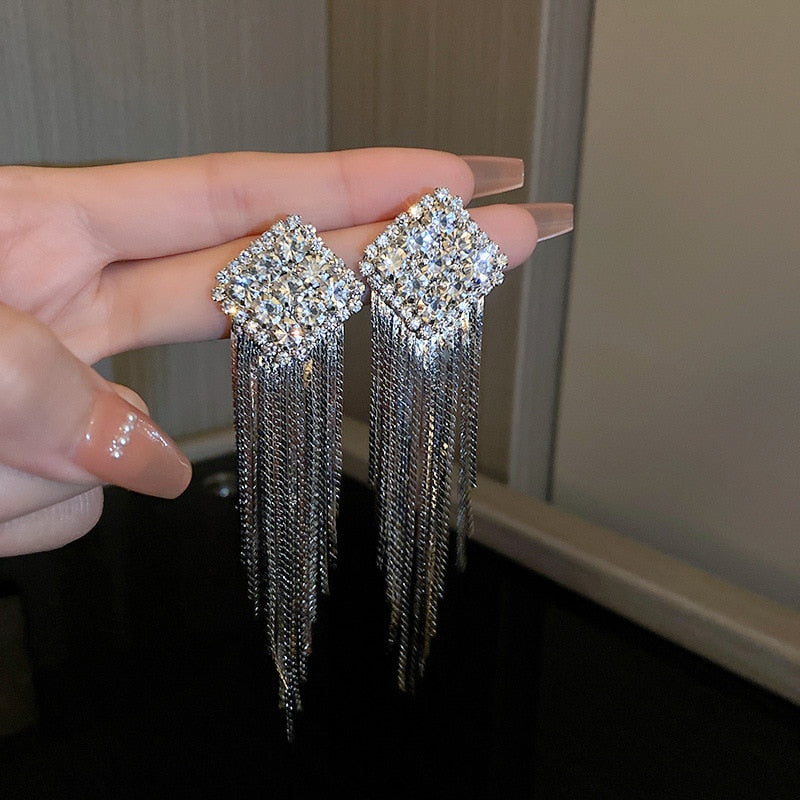 Peris Gems Diamond Tassel Earrings for Women | Silver Heart Diamond Tassel Earrings for Women | Quality Silver Heart SHEIN Amazon Temu