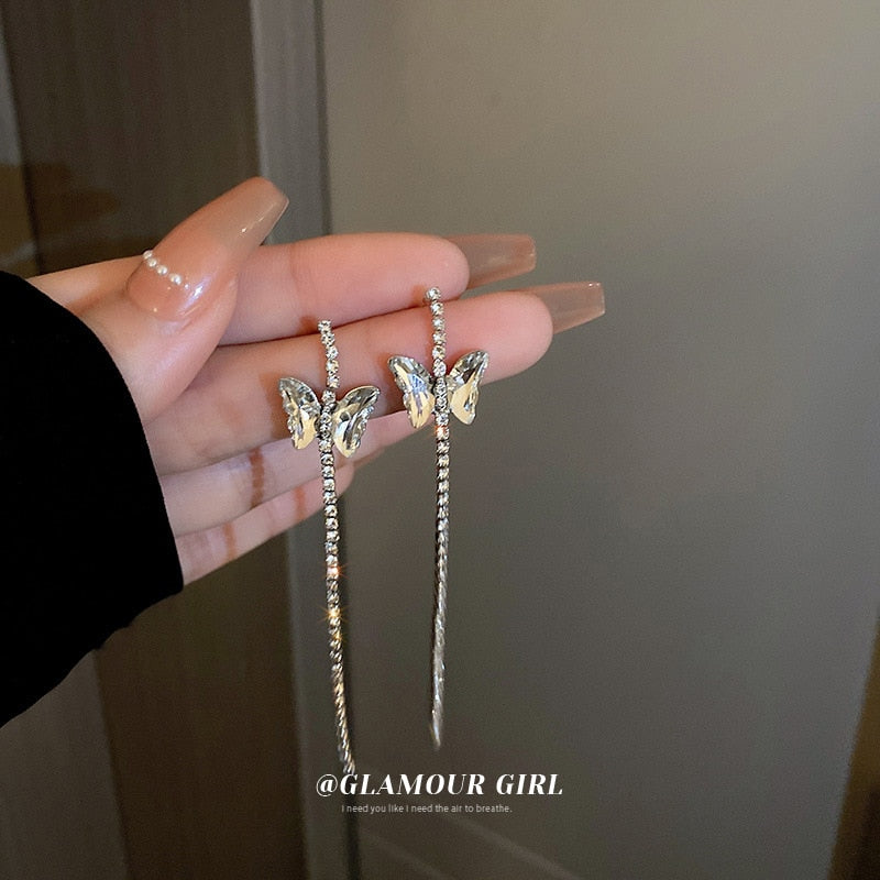 Peris Gems Diamond Tassel Earrings for Women | Silver Heart Diamond Tassel Earrings for Women | Quality Silver Heart SHEIN Amazon Temu