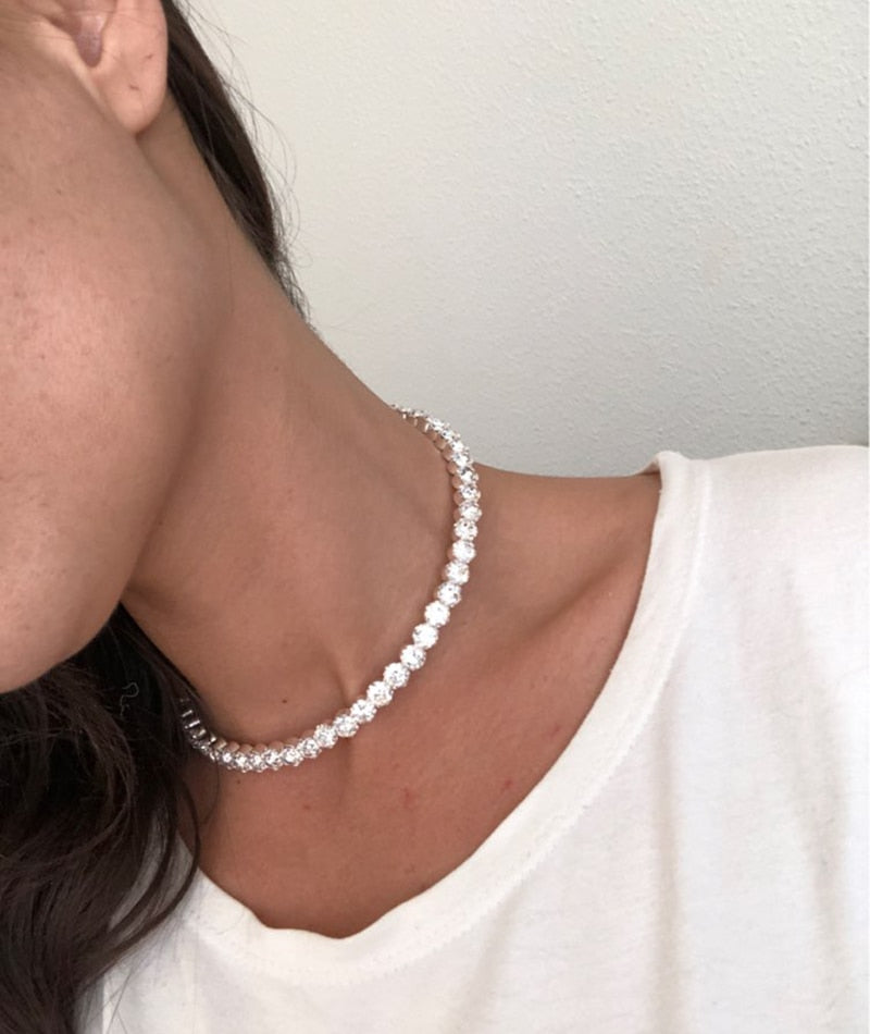 Peris Gems Diamond Tennis Chain Necklace | Diamond Choker Necklaces SHEIN Amazon Temu