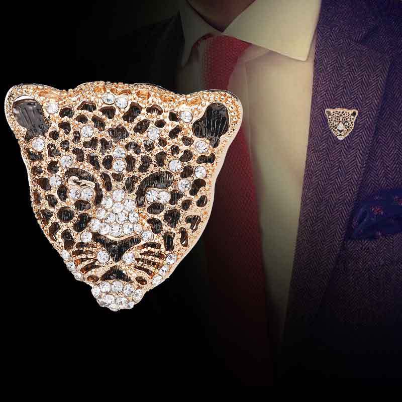 Peris Gems Diamond Tiger Leopard Head Lapel Pin Brooch Badges Unisex SHEIN Amazon Temu
