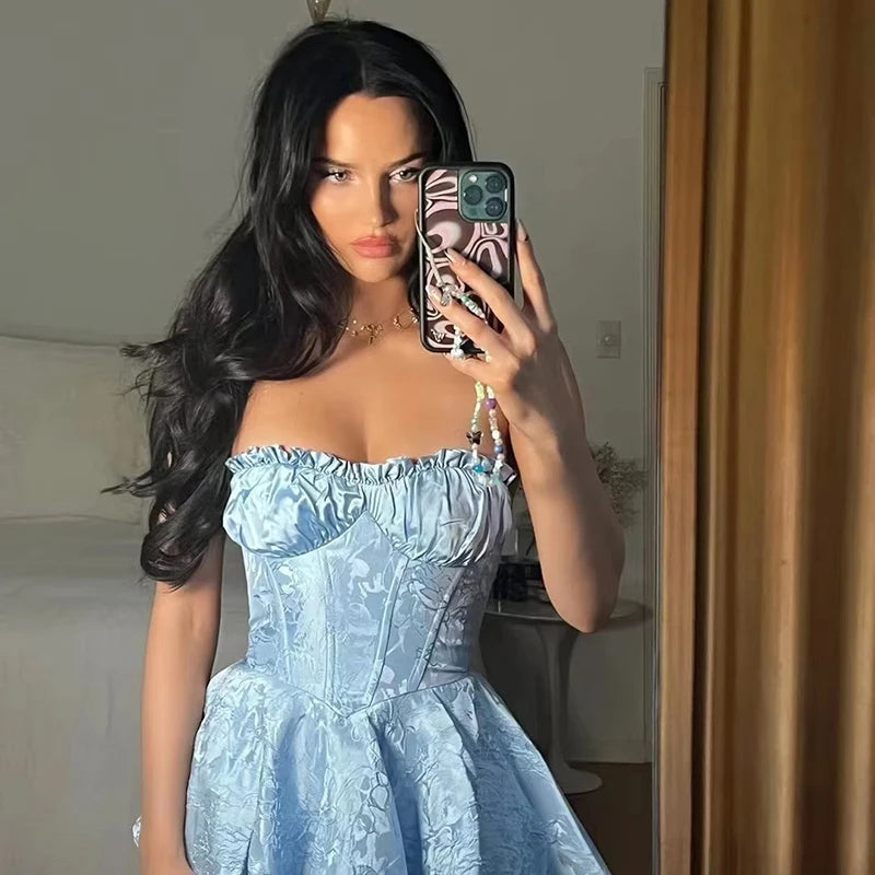 Peris Gems Dopamine girl lace jacquard tube top dress niche slim gentle princess dress birthday dress Dopamine girl lace jacquard tube top dress niche slim gentle princess dress birthday dress SHEIN Amazon Temu