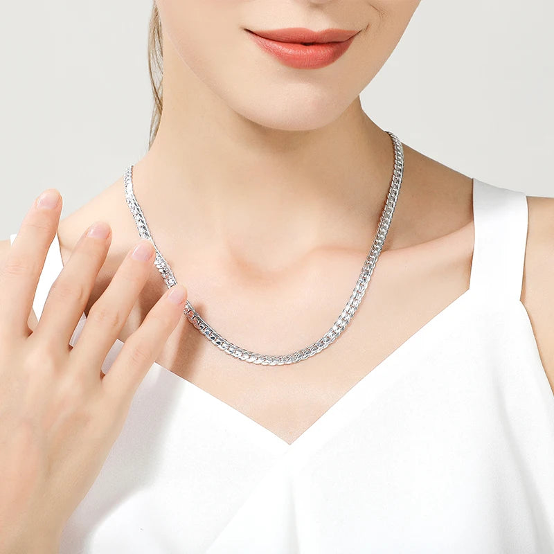 Peris Gems DOTEFFIL 925 Sterling Silver 6mm Side Chain 16/18/20/22/24 Inch Necklace For Woman Men Fashion Wedding Engagement Jewelry Gift DOTEFFIL 925 Sterling Silver 6mm Side Chain 16/18/20/22/24 Inch Necklace For Woman Men Fashion Wedding Engagement Jewelry Gift SHEIN Amazon Temu