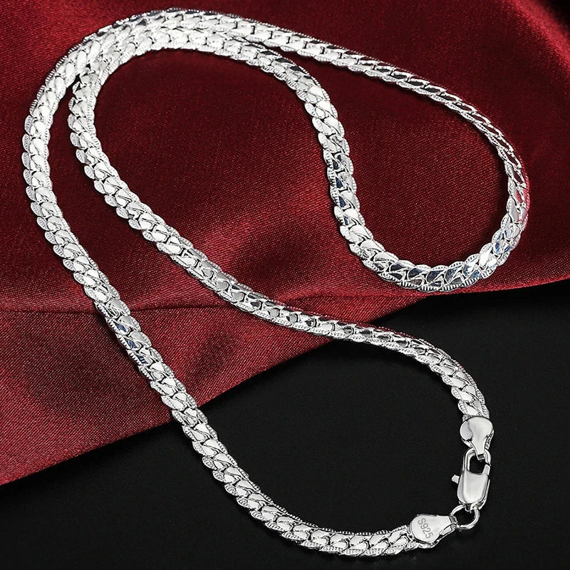 Peris Gems DOTEFFIL 925 Sterling Silver 6mm Side Chain 16/18/20/22/24 Inch Necklace For Woman Men Fashion Wedding Engagement Jewelry Gift DOTEFFIL 925 Sterling Silver 6mm Side Chain 16/18/20/22/24 Inch Necklace For Woman Men Fashion Wedding Engagement Jewelry Gift SHEIN Amazon Temu
