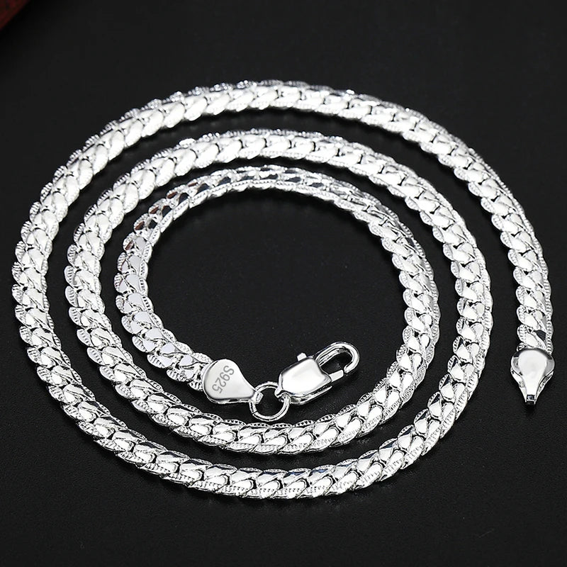 Peris Gems DOTEFFIL 925 Sterling Silver 6mm Side Chain 16/18/20/22/24 Inch Necklace For Woman Men Fashion Wedding Engagement Jewelry Gift DOTEFFIL 925 Sterling Silver 6mm Side Chain 16/18/20/22/24 Inch Necklace For Woman Men Fashion Wedding Engagement Jewelry Gift SHEIN Amazon Temu