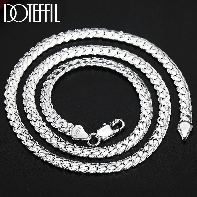 Peris Gems DOTEFFIL 925 Sterling Silver 8/16/18/20/22/24 Inch 6mm Side Chain Necklace Bracelet For Woman Men Fashion Charm Wedding Jewelry DOTEFFIL 925 Sterling Silver 8/16/18/20/22/24 Inch 6mm Side Chain Necklace Bracelet For Woman Men Fashion Charm Wedding Jewelry SHEIN Amazon Temu