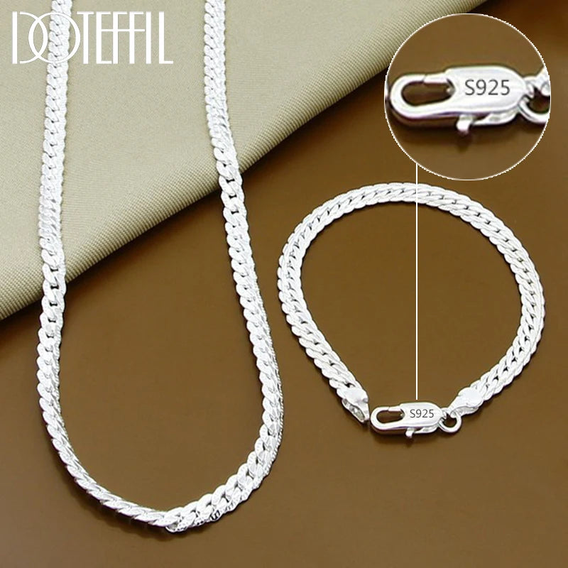 Peris Gems DOTEFFIL 925 Sterling Silver 8/16/18/20/22/24 Inch 6mm Side Chain Necklace Bracelet For Woman Men Fashion Charm Wedding Jewelry DOTEFFIL 925 Sterling Silver 8/16/18/20/22/24 Inch 6mm Side Chain Necklace Bracelet For Woman Men Fashion Charm Wedding Jewelry SHEIN Amazon Temu