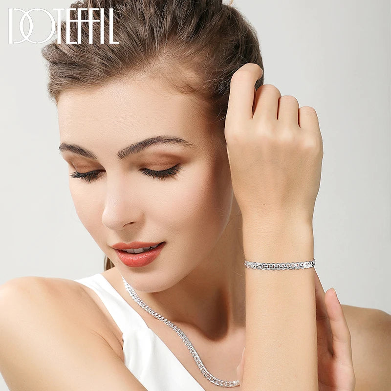 Peris Gems DOTEFFIL 925 Sterling Silver 8/16/18/20/22/24 Inch 6mm Side Chain Necklace Bracelet For Woman Men Fashion Charm Wedding Jewelry DOTEFFIL 925 Sterling Silver 8/16/18/20/22/24 Inch 6mm Side Chain Necklace Bracelet For Woman Men Fashion Charm Wedding Jewelry SHEIN Amazon Temu