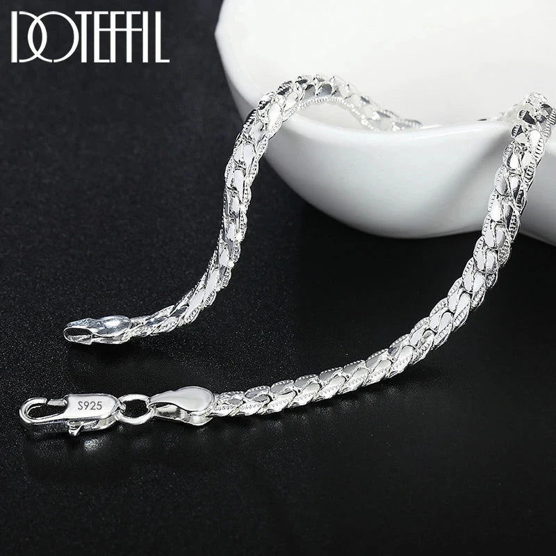 Peris Gems DOTEFFIL 925 Sterling Silver 8/16/18/20/22/24 Inch 6mm Side Chain Necklace Bracelet For Woman Men Fashion Charm Wedding Jewelry DOTEFFIL 925 Sterling Silver 8/16/18/20/22/24 Inch 6mm Side Chain Necklace Bracelet For Woman Men Fashion Charm Wedding Jewelry SHEIN Amazon Temu
