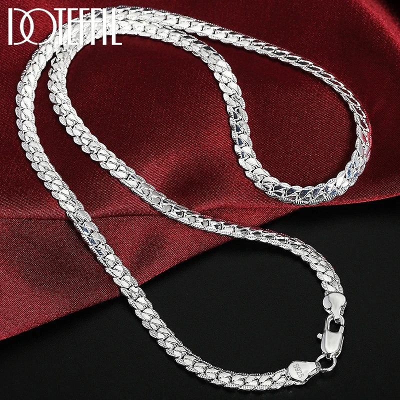 Peris Gems DOTEFFIL 925 Sterling Silver 8/16/18/20/22/24 Inch 6mm Side Chain Necklace Bracelet For Woman Men Fashion Charm Wedding Jewelry DOTEFFIL 925 Sterling Silver 8/16/18/20/22/24 Inch 6mm Side Chain Necklace Bracelet For Woman Men Fashion Charm Wedding Jewelry SHEIN Amazon Temu