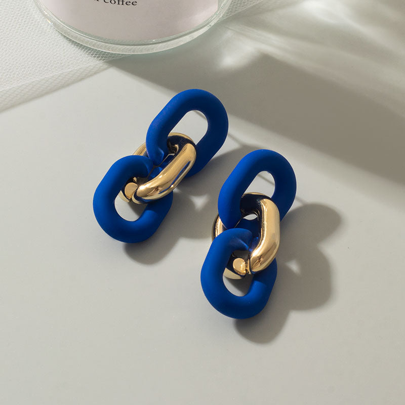 Peris Gems Double Blue & Gold Klein Blue Earrings for Women | Acrylic Geometric Dangle Earrings SHEIN Amazon Temu