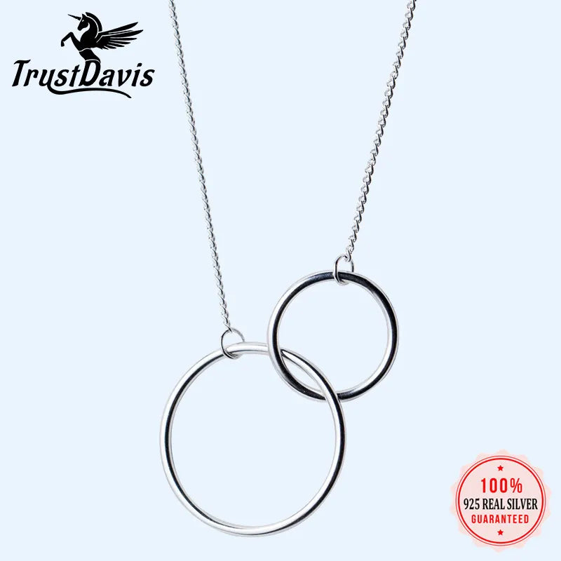 Peris Gems Double Circle 925 Silver Pendant Necklaces Unisex SHEIN Amazon Temu
