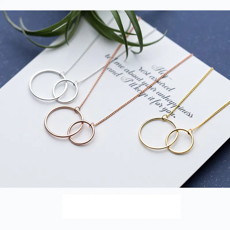 Peris Gems Double Circle 925 Silver Pendant Necklaces Unisex SHEIN Amazon Temu