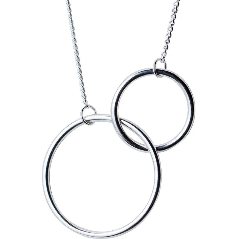 Peris Gems Double Circle 925 Silver Pendant Necklaces Unisex SHEIN Amazon Temu