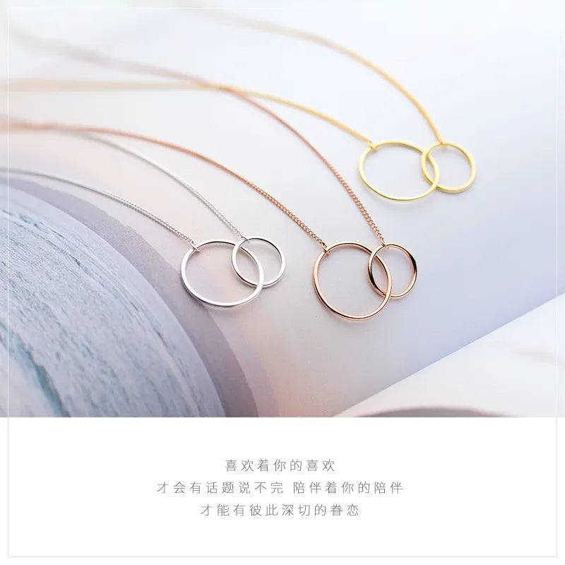 Peris Gems Double Circle 925 Silver Pendant Necklaces Unisex SHEIN Amazon Temu