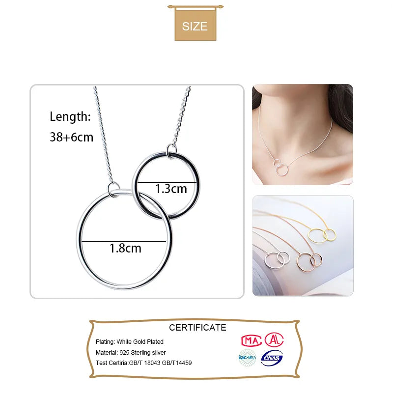 Peris Gems Double Circle 925 Silver Pendant Necklaces Unisex SHEIN Amazon Temu